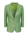 Tagliatore Glitter-detail Single-breasted Blazer In Green