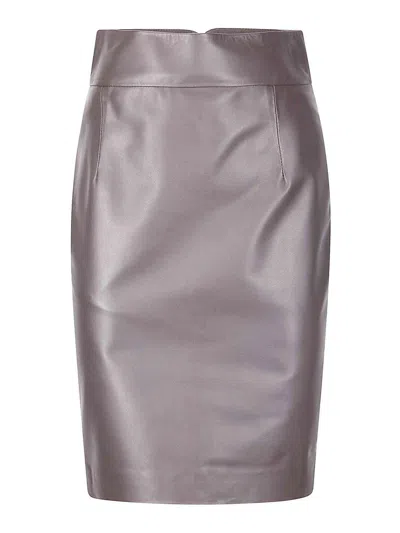 Tagliatore Leather Skirt In Gray