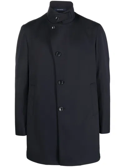 Tagliatore Gordon Asymmetric-fastening Parka Coat In Blue