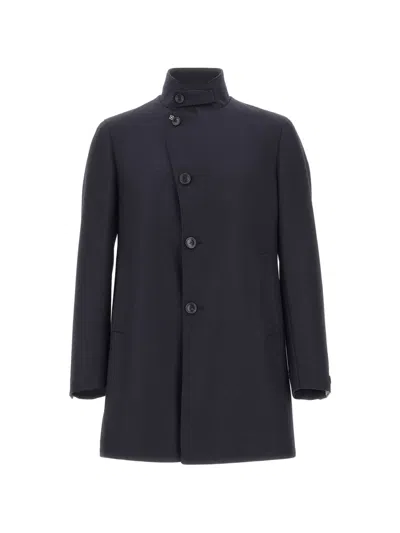 Tagliatore Gordon Button-up Wool Coat In Blue