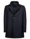 Tagliatore Stand Collar Coat In Blue