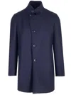 Tagliatore High-collar Long-sleeved Coat In Blue
