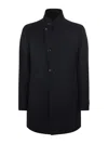 Tagliatore Gordon Wool-blend Gabardine Fabric Coat In Black