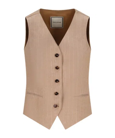 Tagliatore Gracie Pinstriped Gilet In Neutral