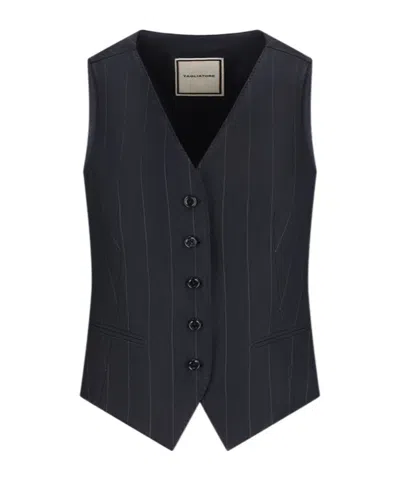 Tagliatore Gracie Pinstriped Vest In Blue