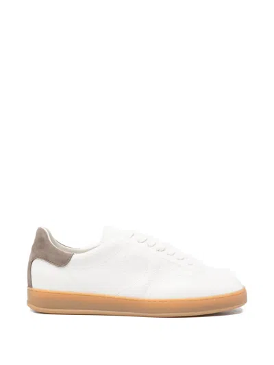 Tagliatore Grained-leather Sneakers In White