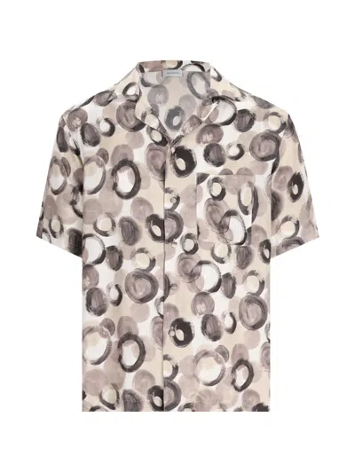 Tagliatore Graphic-print Patch-pocket Shirt In Gray