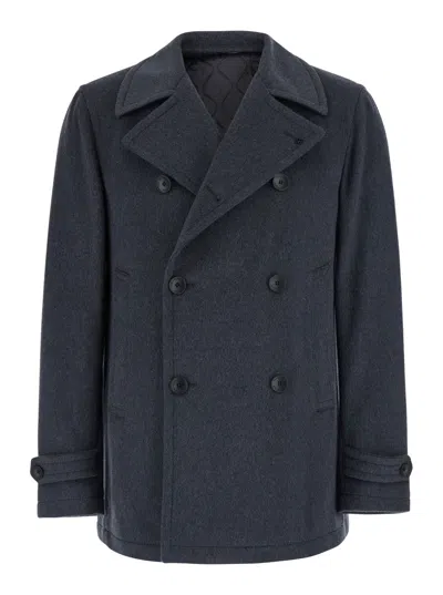 Tagliatore Gray Jacket With Notched Revers And Button Front Closure In Wool Men