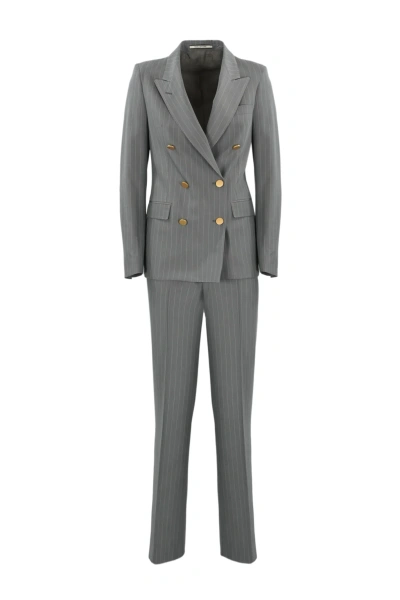 Tagliatore Gray Pinstripe T-paris Suit In Perla