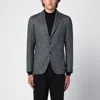 Tagliatore Grey Single-breasted Jacket Herringbone Pattern In Green