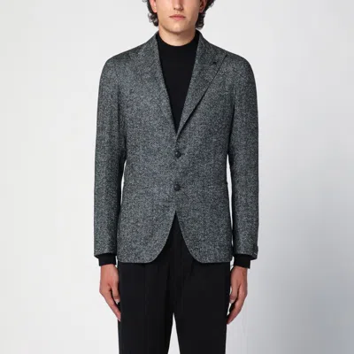 TAGLIATORE TAGLIATORE GREEN HERRINGBONE SINGLE-BREASTED JACKET