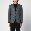 Tagliatore Grey Single-breasted Jacket Herringbone Pattern In Green