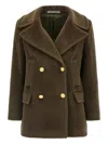 Tagliatore Structured Double-breasted Coat With Gold-tone Accents In Green
