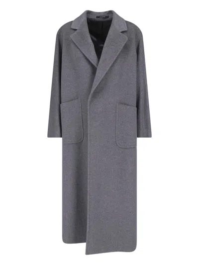 Tagliatore Grey Charlize Cashmere Belted Long Coat In Gray