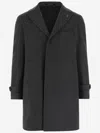 Tagliatore Reversible Wool Coat With Front Closure And Charm Logo In Gray