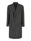 Tagliatore Grey Double-breasted Coat With Peak Revers In Multicolor