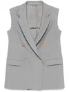 Tagliatore Tailored Grey Sleeveless Blazer With Gold-tone Buttons In White
