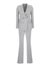 Tagliatore Grey Double-breasted Suit With Golden Buttons In Linen Woman In Grey