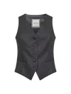 Tagliatore Grey Micro Sequin Pinstripe Giselle Vest In Gray