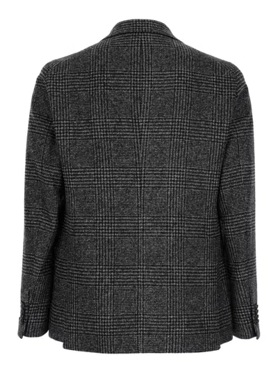 Tagliatore 'montecarlo' Grey Single-breasted Jacket With Stripe Motif