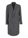 Tagliatore Grey Oversized Double-breasted Coat In Wool Blend Man In Gray