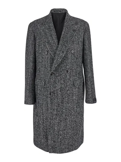 Tagliatore Grey Oversized Double-breasted Coat In Wool Blend Man In Gray