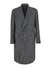 Tagliatore Grey Oversized Double-breasted Coat In Wool Blend Man In Gray