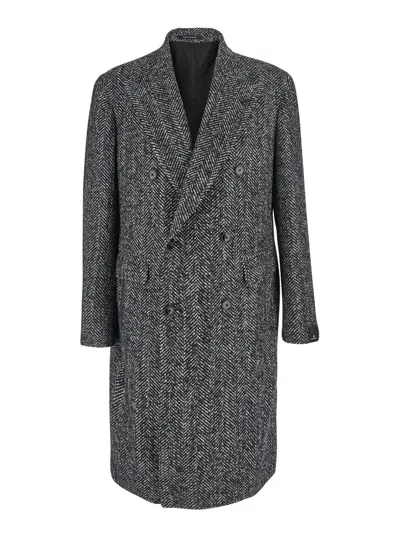 TAGLIATORE GREY OVERSIZED DOUBLE-BREASTED COAT IN WOOL BLEND MAN