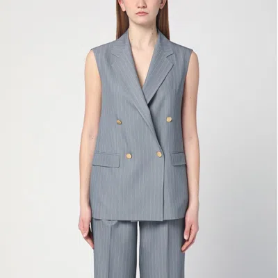 Tagliatore Grey Pinstripe Double Breasted Waistcoat Women