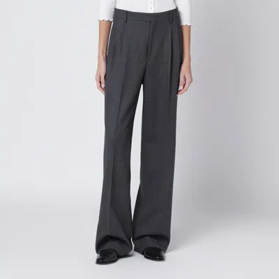 Tagliatore Grey Pleated Wool-blend Trousers In Gray