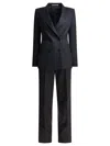 Tagliatore Grey Silk Suit In Black