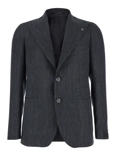 Tagliatore Virgin Wool Blend Blazer In Multicolor