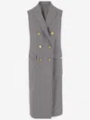 Tagliatore Grey Sleeveless Double-breasted Coat In Gray