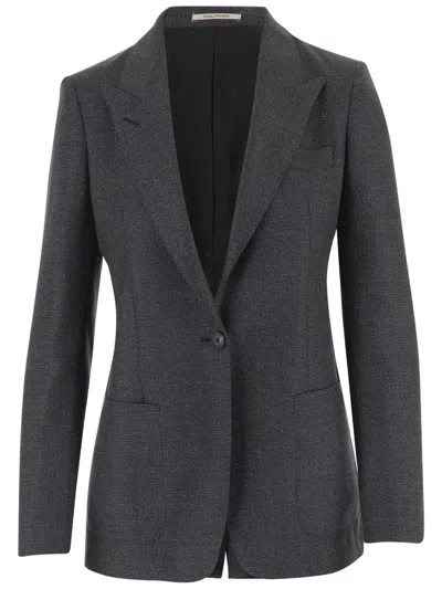 Tagliatore Grey Wool Blazer With Pointed Lapels In Gray