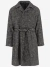 Tagliatore Herringbone Pattern Mid-length Coat Belted In Gray