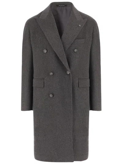 Tagliatore Grey Wool Double-breasted Coat In Gray