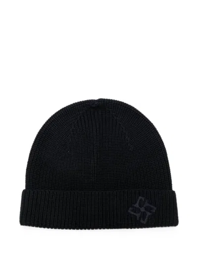 Tagliatore Grouse Logo-embroidered Ribbed Beanie Hat In Black
