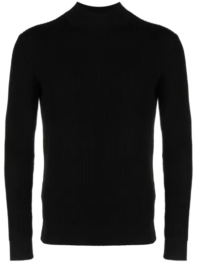 Tagliatore Mock-neck Knitted Jumper In Black