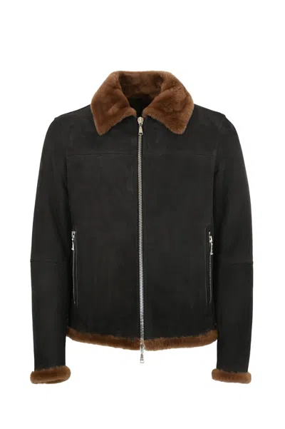 Tagliatore Harry Shearling Jacket In Moro