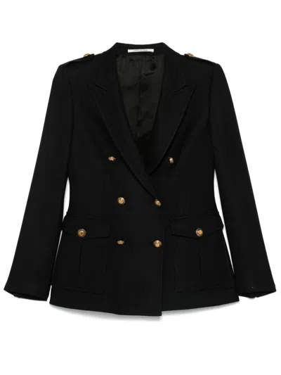 Tagliatore Wool Double-breasted Jacket Featuring Back Vent In Black