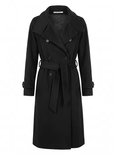 Tagliatore Henryka Double-breasted Belted Coat In Black