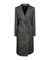 Tagliatore Herringbone Belted Coat In Black