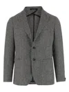 Tagliatore Dark Grey Tweed Single-breasted Blazer In Gray