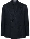 Tagliatore Double-breasted Wool Blend Jacket In Black