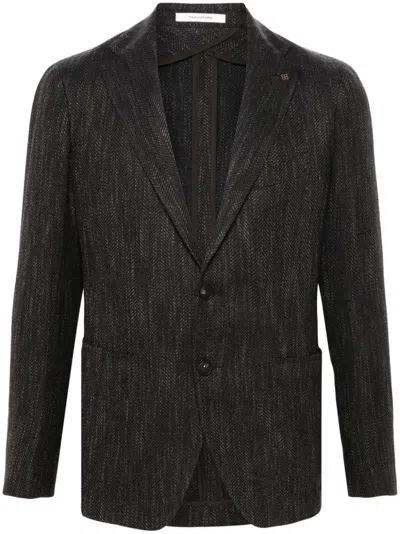 Tagliatore Herringbone Blazer In Brown