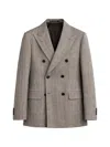 Tagliatore Double Breasted Tweed Blazer Jackets Grey In Gray