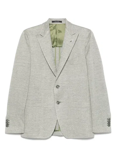 Tagliatore Herringbone Blazer In Green