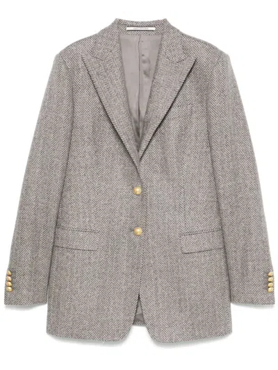 Tagliatore Herringbone Blazer In Grey