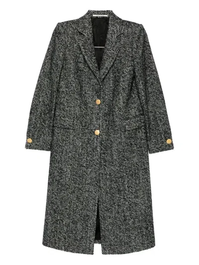 Tagliatore Herringbone Button-detail Coat In Gray