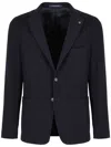 Tagliatore Tailored Wool Blazer With Notch Lapels In Blue